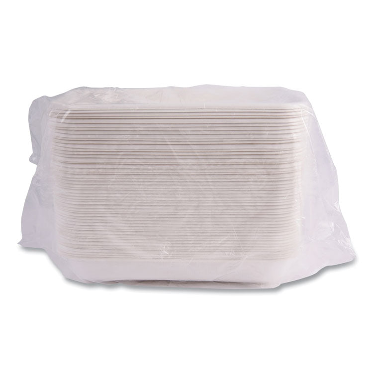 Vanguard Worldview Renewable and Compostable Sugarcane Take-Out Containers, 24 oz, 8 x 6 x 1, White, 400/Carton