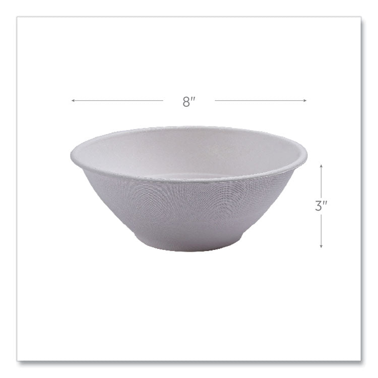 Vanguard Renewable and Compostable Sugarcane Bowls, 40 oz, White, 400/Carton
