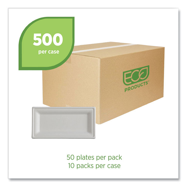 Vanguard Renewable and Compostable Sugarcane Plates, 5 x 10, White, 500/Carton