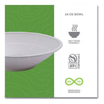 Vanguard Renewable and Compostable Sugarcane Bowls, 24 oz, White, 400/Carton