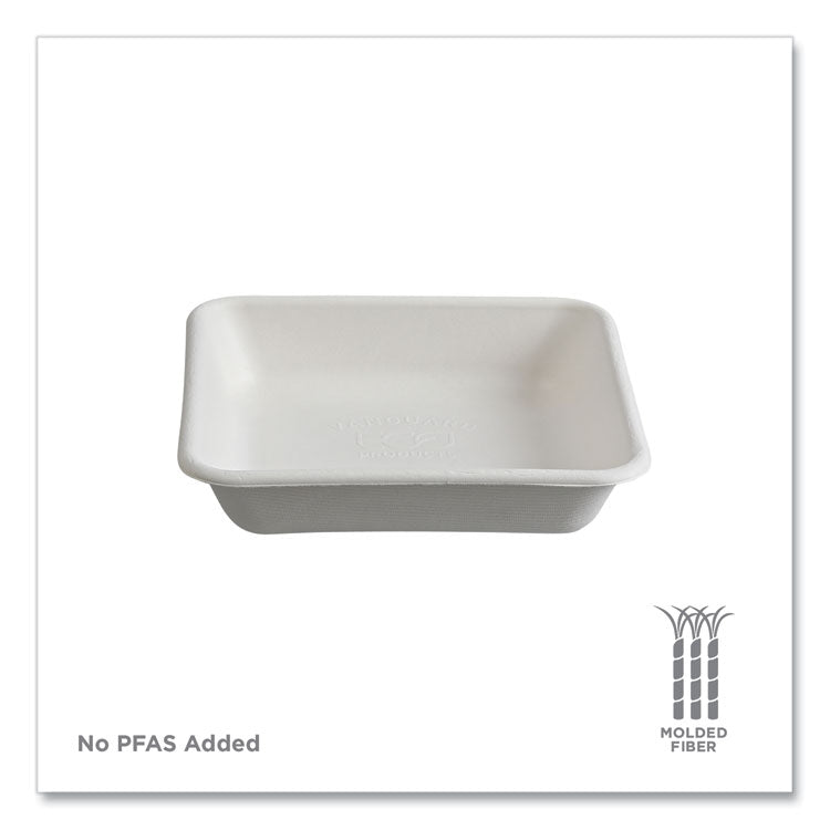 Vanguard Worldview Renewable and Compostable Sugarcane Take-Out Containers, 36 oz, 8 x 8 x 2, White, 200/Carton