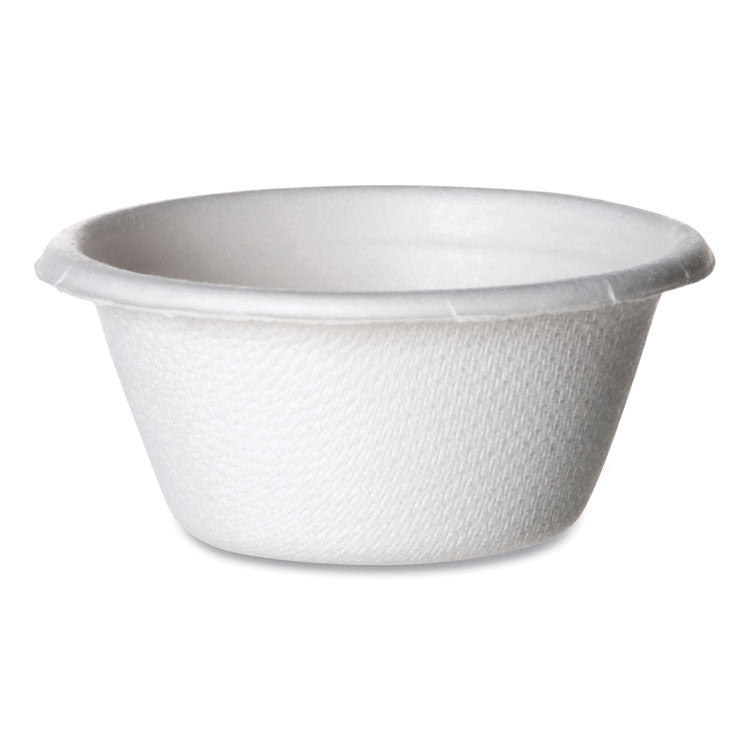 Vanguard Renewable and Compostable Sugarcane Portion Cups, 2 oz, White, 2,500/Carton