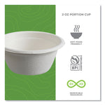 Vanguard Renewable and Compostable Sugarcane Portion Cups, 2 oz, White, 2,500/Carton