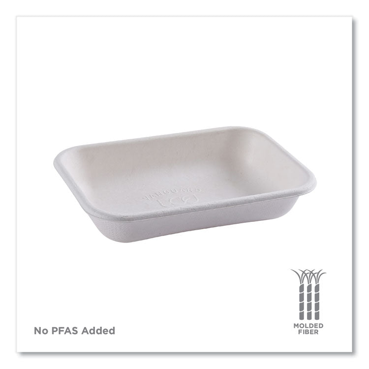 Vanguard Worldview Renewable and Compostable Sugarcane Take-Out Containers, 16 oz, 7 x 5 x 1, White, 400/Carton