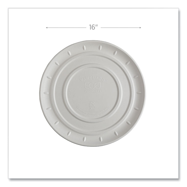 Vanguard Molded Fiber Pizza Tray, 16" Diameter, White, Sugarcane, 50/Carton