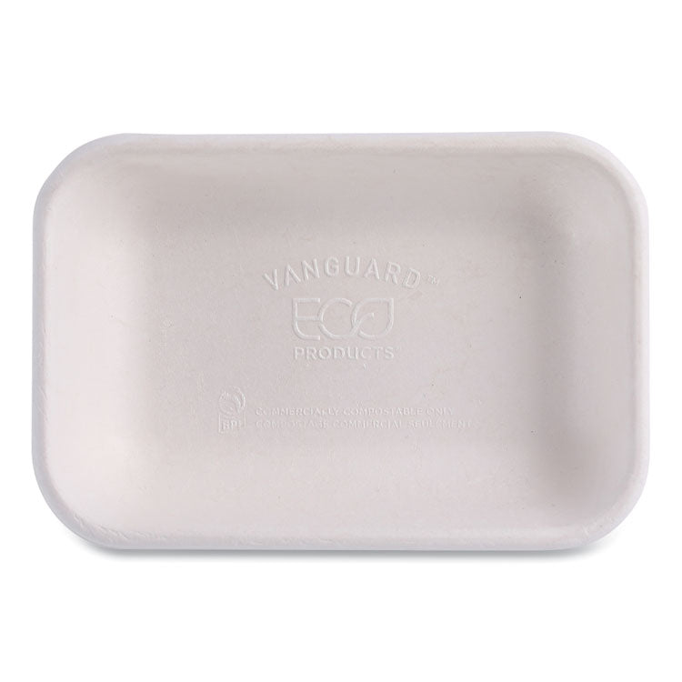 Vanguard Worldview Renewable and Compostable Sugarcane Take-Out Containers, 16 oz, 7 x 5 x 1, White, 400/Carton