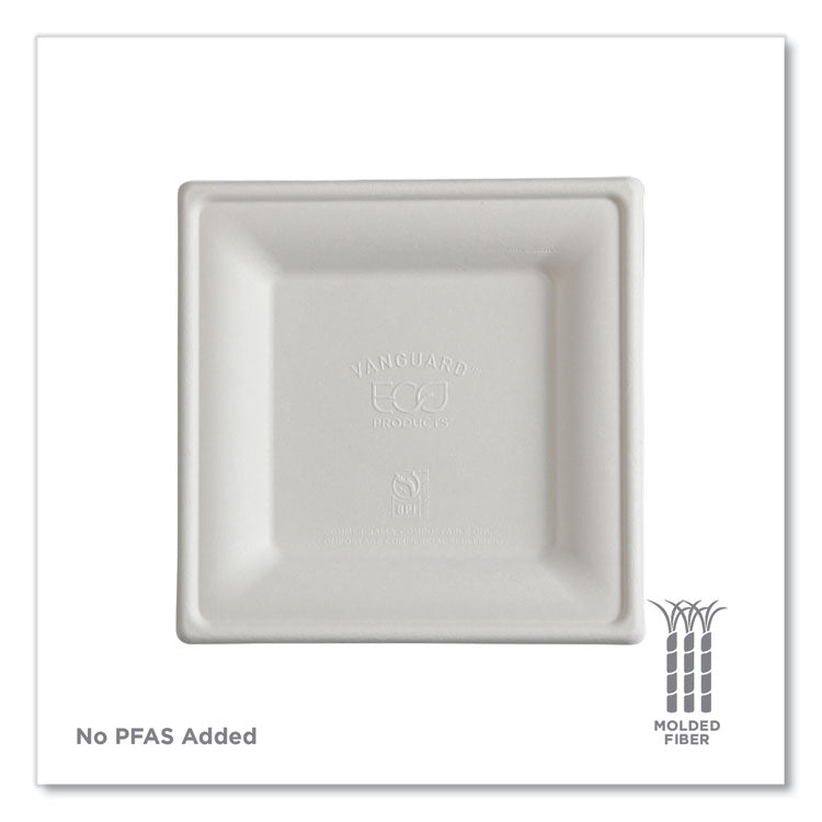 Vanguard Renewable and Compostable Sugarcane Plates, 6 x 6, White, 500/Carton
