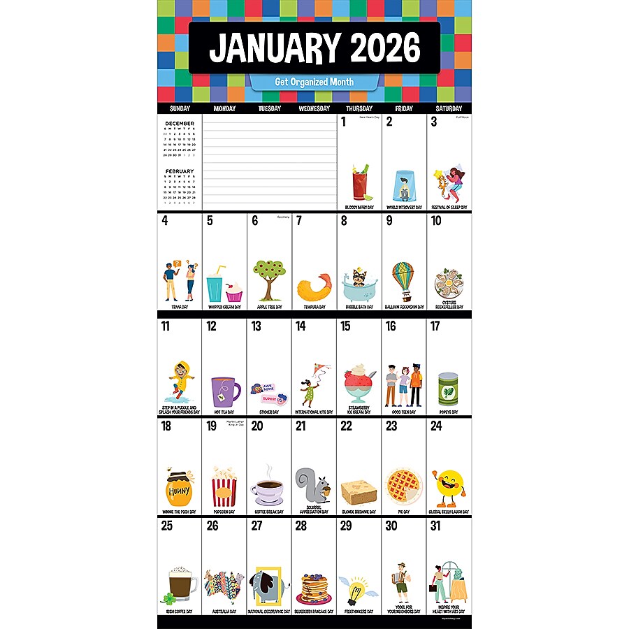 2026 TF Publishing Every Day is a Holiday 12" x 12" Monthly Wall Calendar (26-1108)
