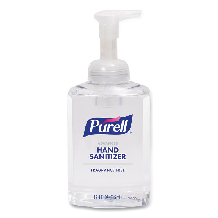 Advanced Hand Sanitizer Foam, 515 mL, Pump Bottle, Fragrance Free, 4/Carton