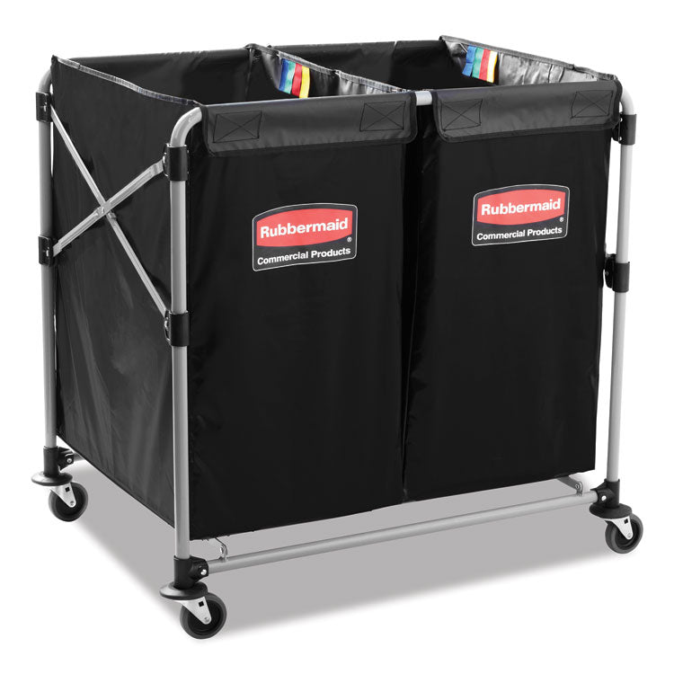 4 Bushel Collapsible X-Cart Bag for Rubbermaid Commercial 1881749 and 1881781, 5 cu ft, 22.08" x 15.33" x 27.33", Black, 2/CT