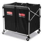 4 Bushel Collapsible X-Cart Bag for Rubbermaid Commercial 1881749 and 1881781, 5 cu ft, 22.08" x 15.33" x 27.33", Black, 2/CT
