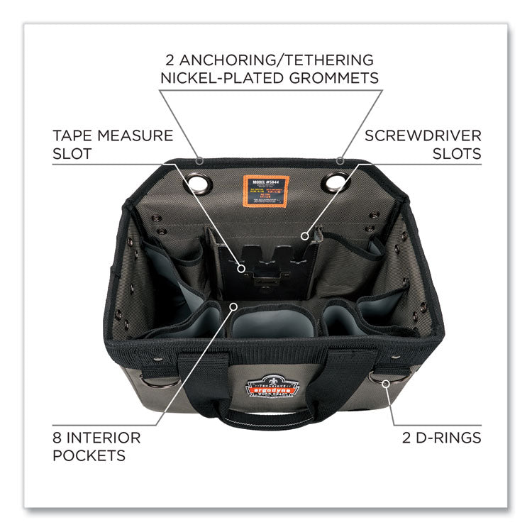 Arsenal 5844 Bucket Truck Tool Bag with Tethering Attachment Points, 8 Compartments, 13 x 7.5 x 7.5, Gray