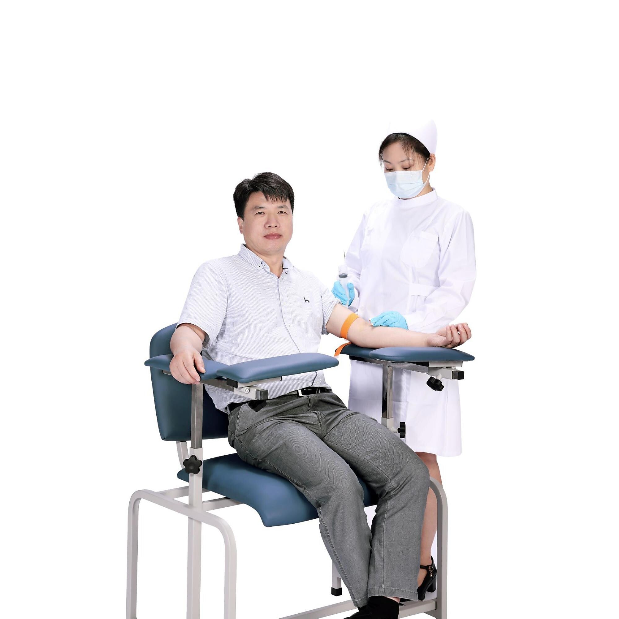 Viva Comfort Extra Wide Adjustable Bariatric Phlebotomy Blood Drawing Chair, 500 lbs. Capacity, Blue (ADI997-01-BLU-HD-MK)