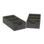 Household Essentials 3-Compartment Drawer Organizers, Graphite Linen, 2/Pack (7574-1)