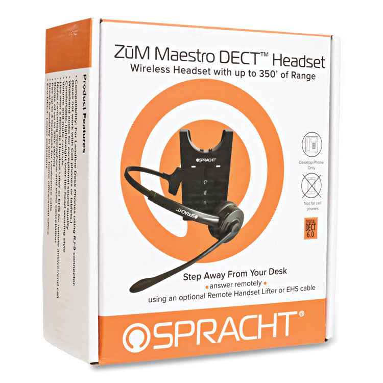 ZuM Maestro DECT Monaural Over The Head Headset, Black