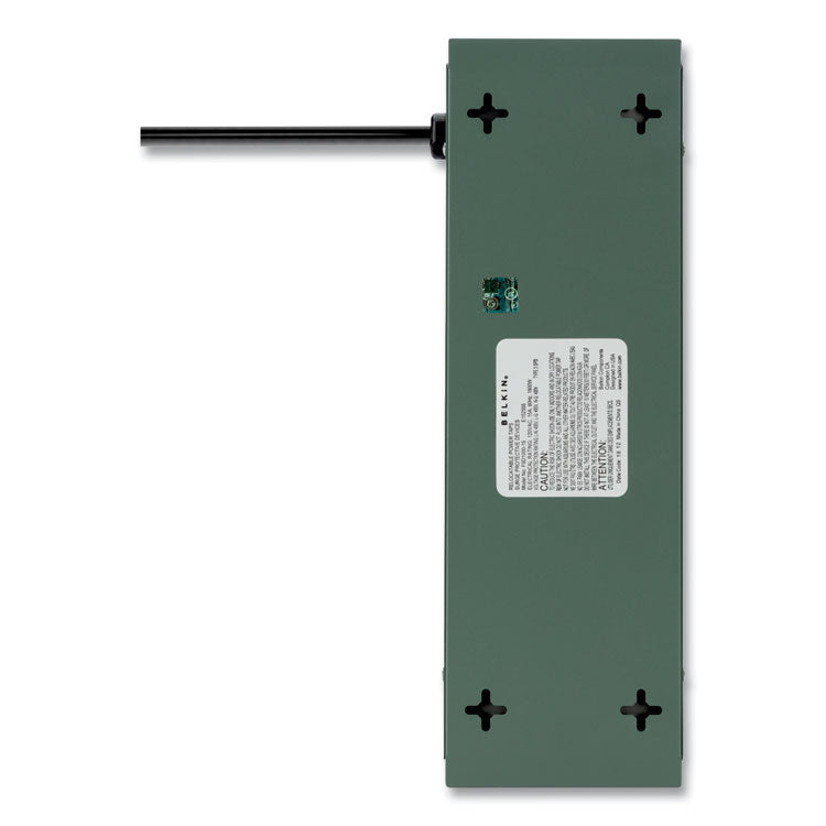 Metal SurgeMaster Surge Protector, 10 AC Outlets, 15 ft Cord, 885 J, Dark Gray