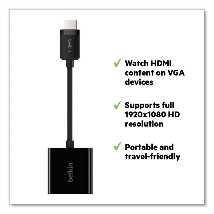 Hdmi To Vga Adapter With Micro-Usb Power, 9.8", Black