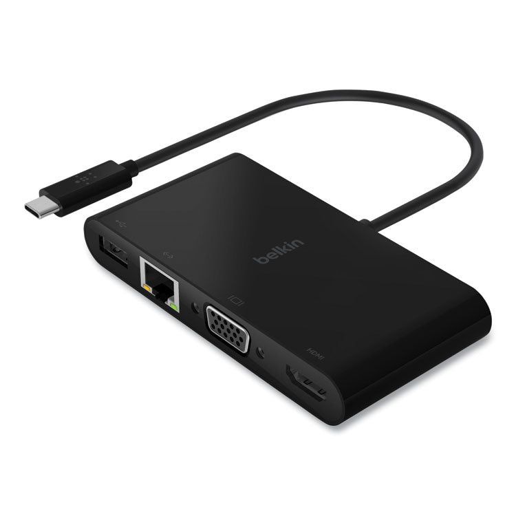 USB-C Multimedia + Charge Adapter, 4K HDMI/USB-A/USB-C/VGA, 4.9 ft, Black