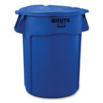 BRUTE Self-Draining Flat Top Lids, for 44-gal Round Brute Container, 24.5 dia, Blue, 4/Carton