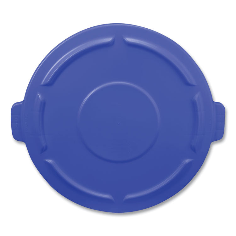 BRUTE Self-Draining Flat Top Lids, for 44-gal Round Brute Container, 24.5 dia, Blue, 4/Carton