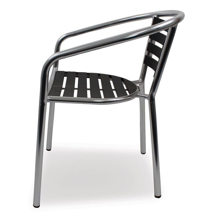 Pinzon Series Chairs, Support Up to 300 lb, 18" Seat Height, Black/Silver Seat, Black/Silver Back, Silver Base