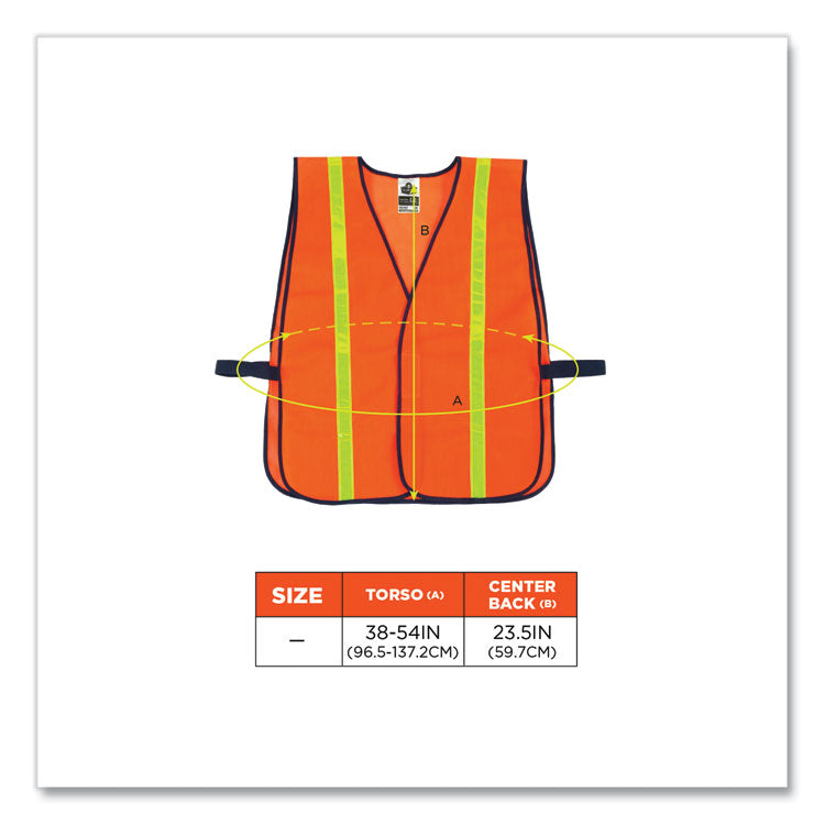 8040HL Non-Certified Hi-Gloss Vest, Polyester, One Size Fits Most, Orange