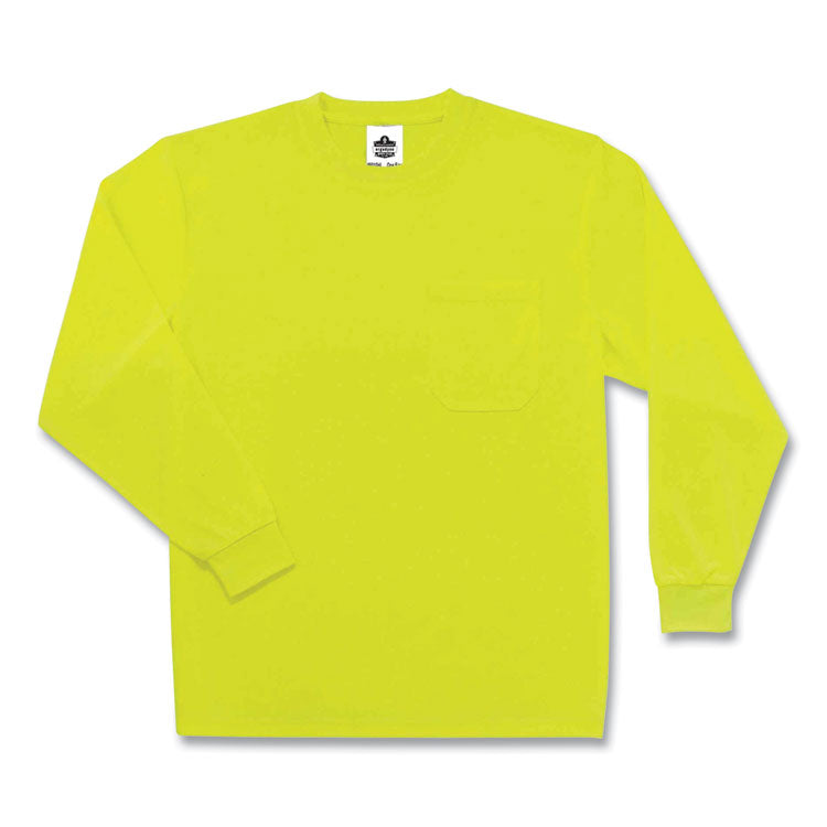 GloWear 8091 Non-Certified Hi-Vis Long Sleeve Shirt, Small, Lime
