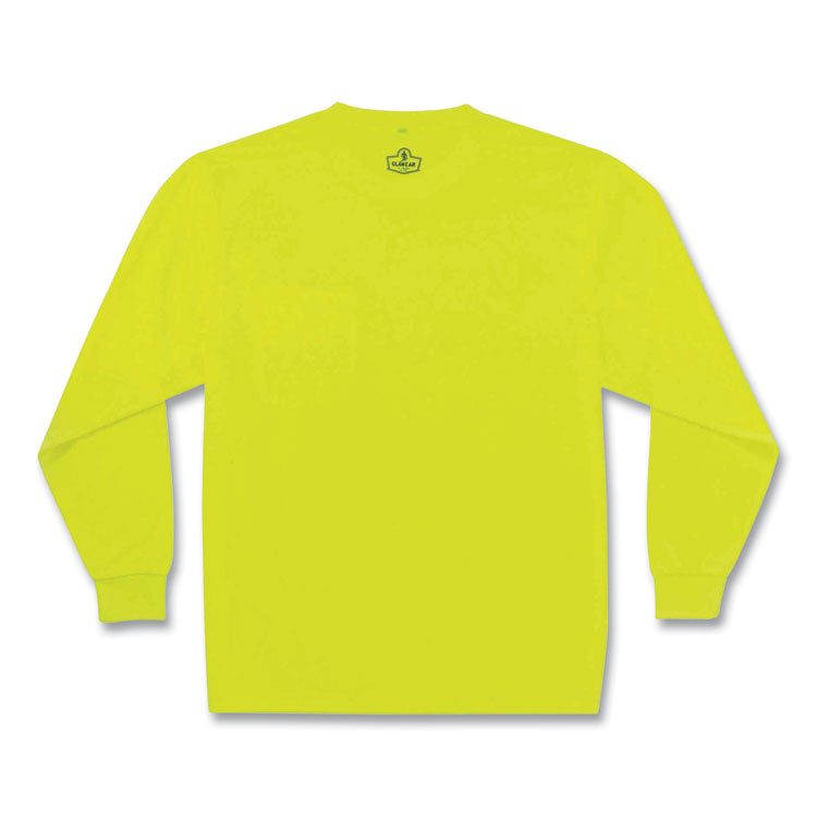 GloWear 8091 Non-Certified Hi-Vis Long Sleeve Shirt, Small, Lime