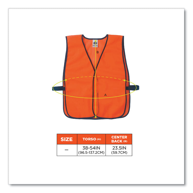 GloWear 8010HL Non-Certified Economy Vest, One Size Fits Most, Orange