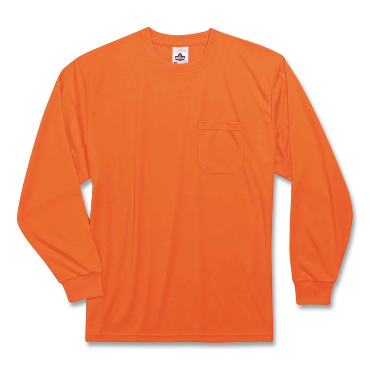 GloWear 8091 Non-Certified Hi-Vis Long Sleeve Shirt, Large, Orange