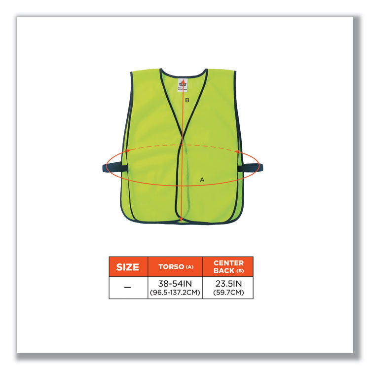 GloWear 8010HL Non-Certified Economy Vest, Polyester, One Size Fits Most, Lime