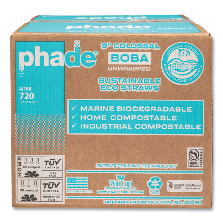 Marine Biodegradable Straws, Boba Straws, 9", Ocean Blue, 720/Carton