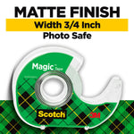 Scotch Magic Invisible Clear Tape With Dispenser, 0.75" x 18 yds., 1" Core, Transparent, 6 Rolls/Pack (6122)