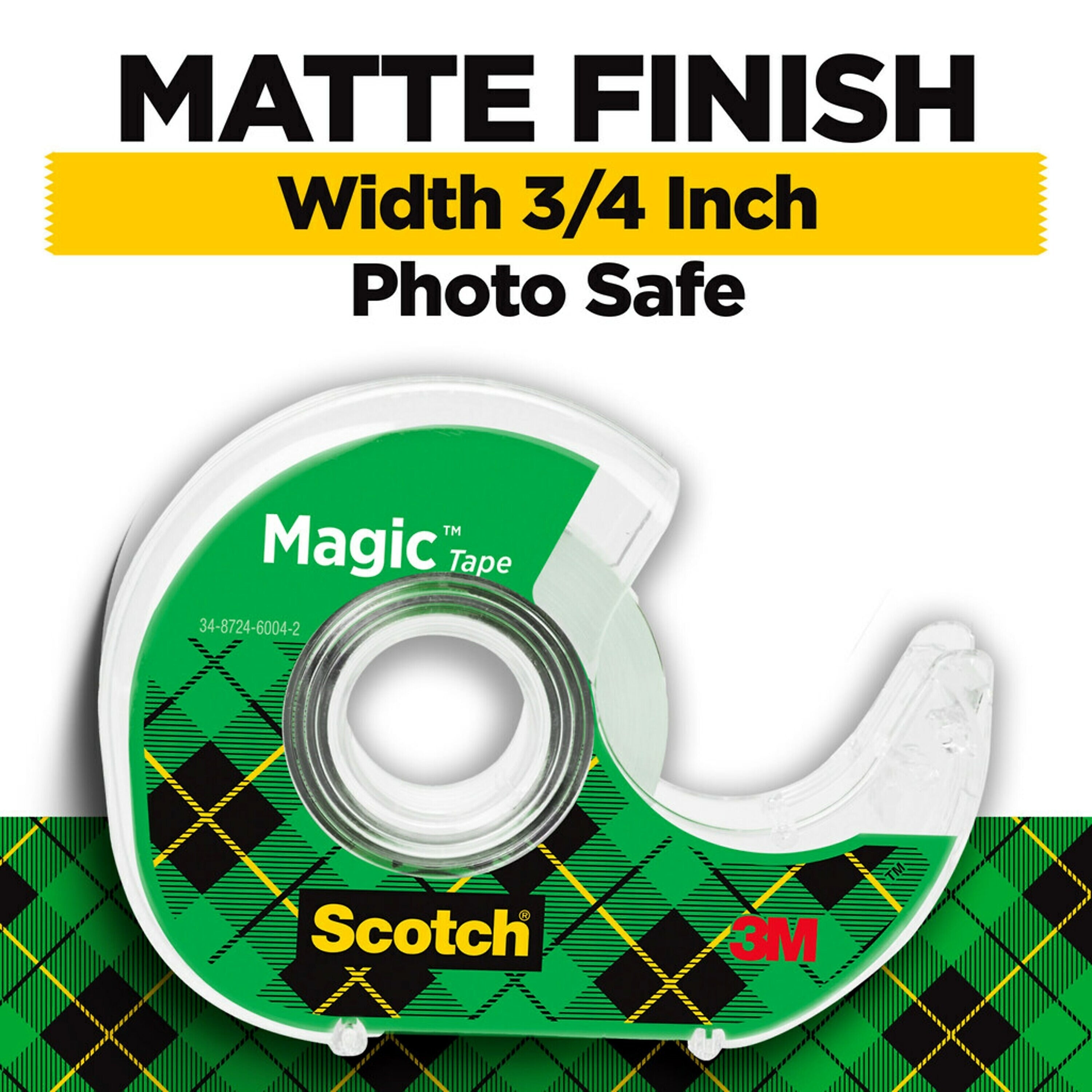 Scotch Magic Invisible Clear Tape With Dispenser, 0.75" x 18 yds., 1" Core, Transparent, 6 Rolls/Pack (6122)