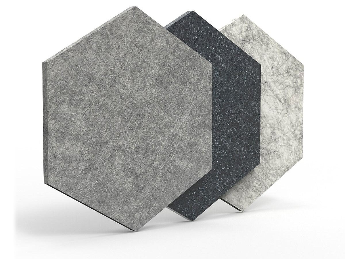 Luxor Reclaim Stick-On Decorative Acoustic Panels, 11"H x 9.5"W, Ocean Foam Combo PET, 12/Pack (RCLMHEX001)
