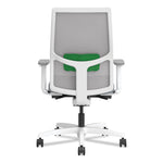 Ignition 2.0 4-Way Stretch Mid-Back Mesh Task Chair, Green Adjustable Lumbar Support, Basalt Seat, Fog Back, White Base