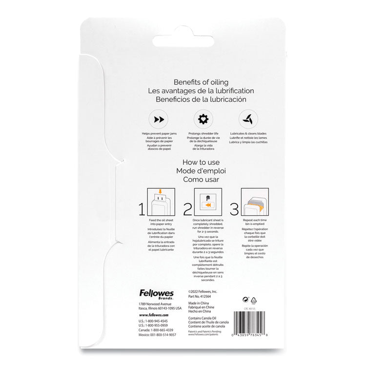 Powershred Performance+ Lubricant Sheets, 8.5 x 6, 10/Pack