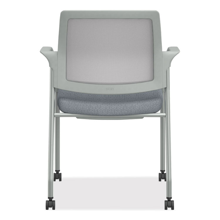 Ignition Series Mesh Back Mobile Stacking Chair, 25 x 21.75 x 33.5, Basalt Seat, Fog Back, Textured Silver Base