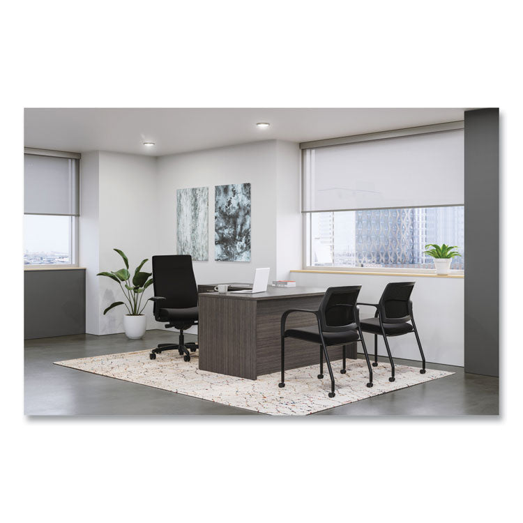 Ignition 2.0 Fabric Upholstered Mid-Back Task Chair with Adjustable T-Arms, 17" to 21.5" Seat Height, Black Seat/Back