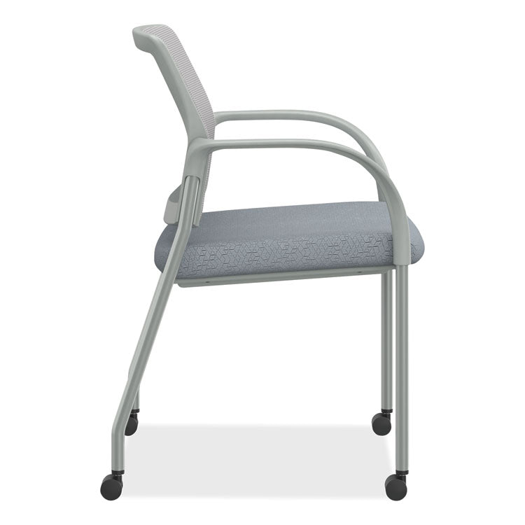 Ignition Series Mesh Back Mobile Stacking Chair, 25 x 21.75 x 33.5, Basalt Seat, Fog Back, Textured Silver Base