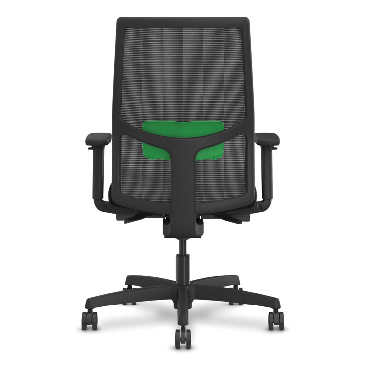 Ignition 2.0 4-Way Stretch Mid-Back Task Chair, Green Adjustable Lumbar Support, Black Seat, Black Back, Black Base