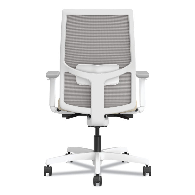 Ignition 2.0 4-Way Stretch Mid-Back Task Chair, White Adjustable Lumbar Support, Biscotti Seat, Fog Back, White Base