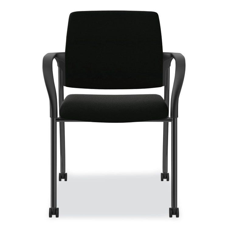 Ignition Series Guest Chair with Arms, Polyurethane Fabric Seat, 25" x 21.75" x 33.5", Black