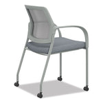 Ignition Series Mesh Back Mobile Stacking Chair, 25 x 21.75 x 33.5, Basalt Seat, Fog Back, Textured Silver Base