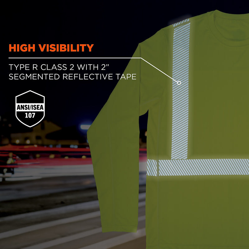 Chill-Its 6688 High Visibility Cooling Sun Shirt with UV Protection, ANSI Type R, Class 2, Lime, 2XL (12140)
