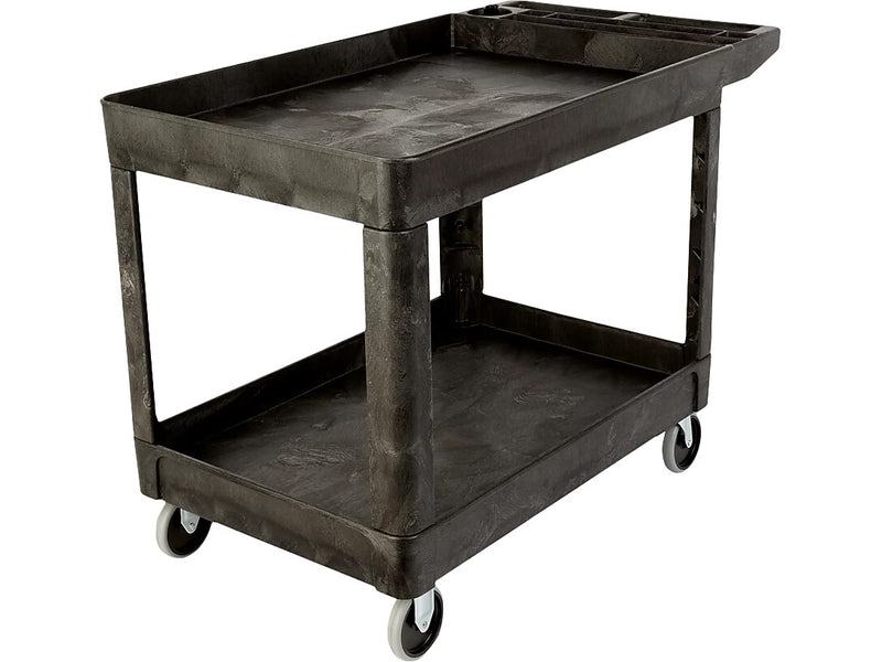 Rubbermaid 2-Shelf Foam Mobile Heavy-Duty Utility Cart with Swivel Casters, Black (452089BLA)