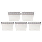 Iris 53 Quart Storage Bin with Latching Lid, Plastic, Clear, 5/Pack (500149)