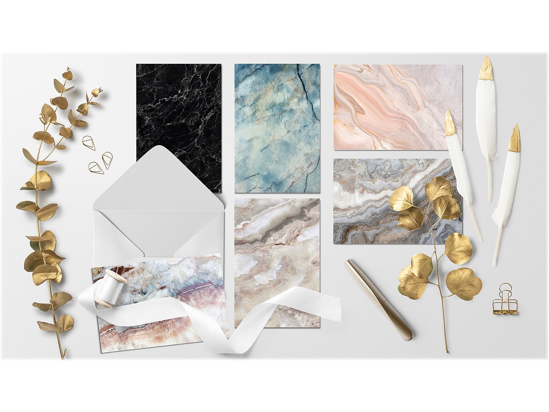 Better Office Natural Stone Cards with Envelopes, 4" x 6", Assorted Colors, 100/Pack (64577-100PK)
