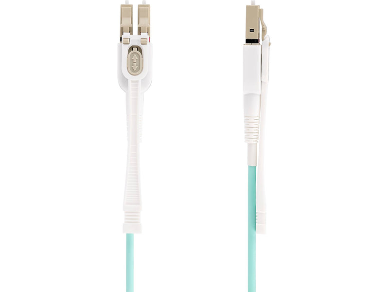 StarTech 8m (26.2ft) LC to LC (UPC) Duplex OM4 Multimode Fiber Optic Cable with Push-Pull Tabs, 50/125, Aqua (450FBLCLC8PP)