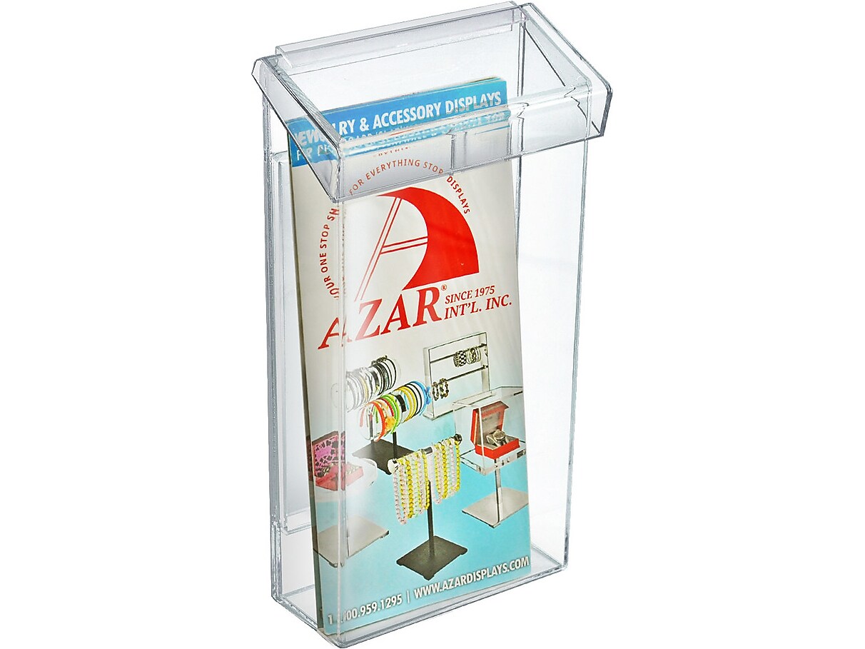 Azar Brochure Holder, 5.25" x 10", Vertical, Desktop/Wall, Clear, Acrylic, 2/Pack (252962)